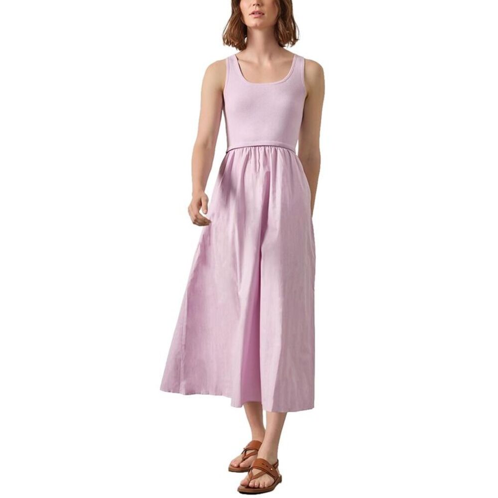 Lilla P Womens  Mixed Media Scoop Neck Dress, Purple